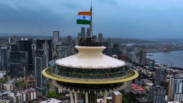 The Indian Tricolour was hoisted at Seattle's 605-feet-tall Space Needle, celebrating India's Independence Day on Saturday