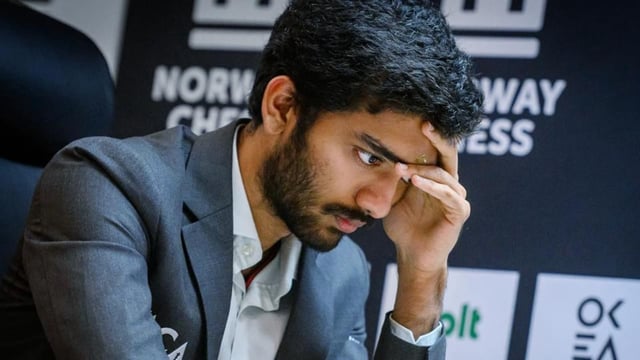 Reigning world champion D Gukesh in action.