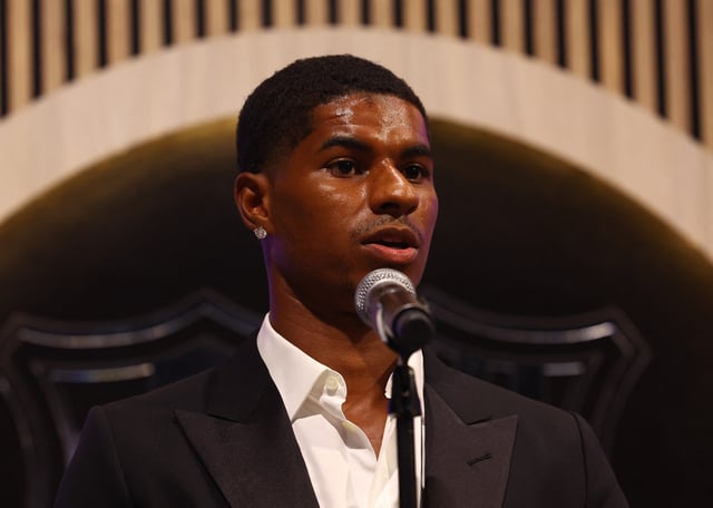 Soccer Football - FC Barcelona present new player Marcus Rashford - FC Barcelona Club Shop, Barcelona, Spain - July 23, 2025 Barcelona's new signing Marcus Rashford talks during his presentation REUTERS/Albert Gea/File Photo
