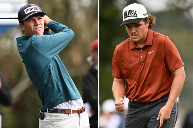 SAN FRANCISCO, CALIFORNIA - AUGUST 15: Amateur Mason Howell of the United States watches his shot from the ninth teeduring the quarterfinal round of the U.S. Amateur Championship at The Olympic Club on August 15, 2025 in San Francisco, California. (Image Credits: Getty Images)