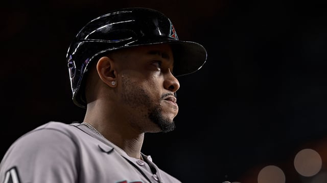 Aug 11, 2025; Arlington, Texas, USA; Arizona Diamondbacks second baseman Ketel Marte (4) during the game between the Texas Rangers and the Arizona Diamondbacks at Globe Life Field. Mandatory Credit: Jerome Miron-Imagn Images