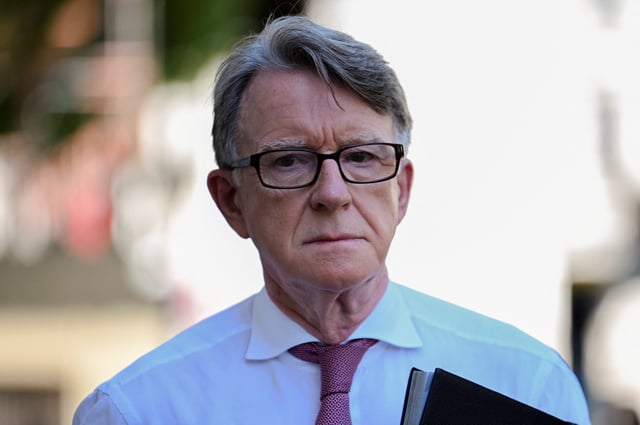 British Ambassador to the United States Peter Mandelson walks on the day British Prime Minister Keir Starmer holds an emergency Cobra meeting to discuss Israel-Iran conflict, in London, Britain, June 18, 2025. REUTERS/Jaimi Joy/File Photo