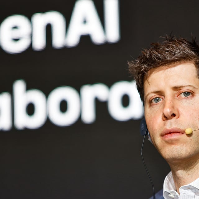 Sam Altman, CEO of OpenAI, the company behind ChatGPT, speaks at a joint press conference announcing a strategic partnership with Kakao at the Plaza Hotel in Seoul, South Korea, on February 4, 2025.