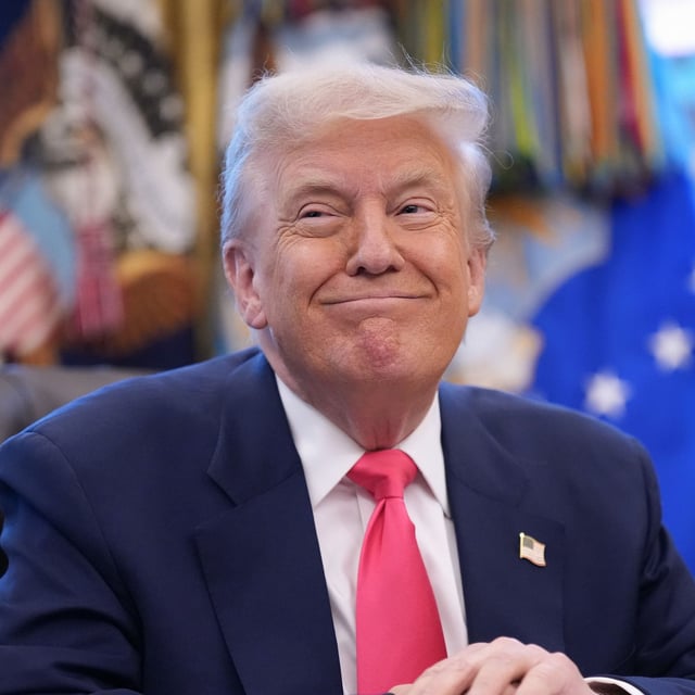 U.S. President Donald Trump speaks in the Oval Office on August 14, 2025 in Washington, DC.