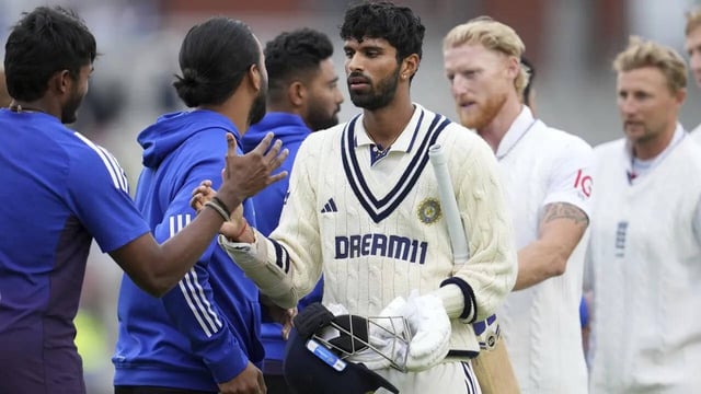 Washington Sundar during handshake with Indian players after Oval Test. (AP)