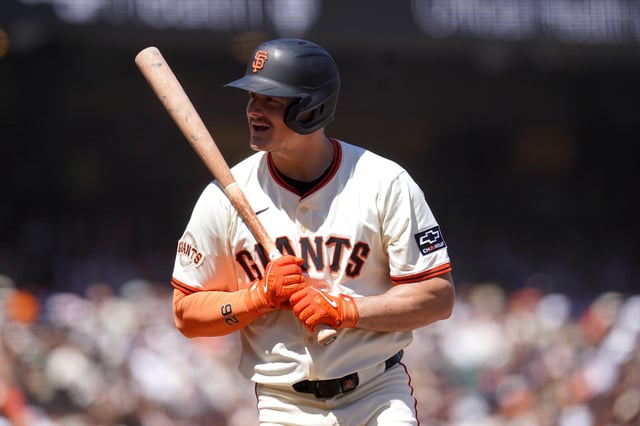 Aug 9, 2025; San Francisco, California, USA; San Francisco Giants third baseman Matt Chapman (26) reacts after striking out against the Washington Nationals in the sixth inning at Oracle Park. Mandatory Credit: Cary Edmondson-Imagn Images/File photo