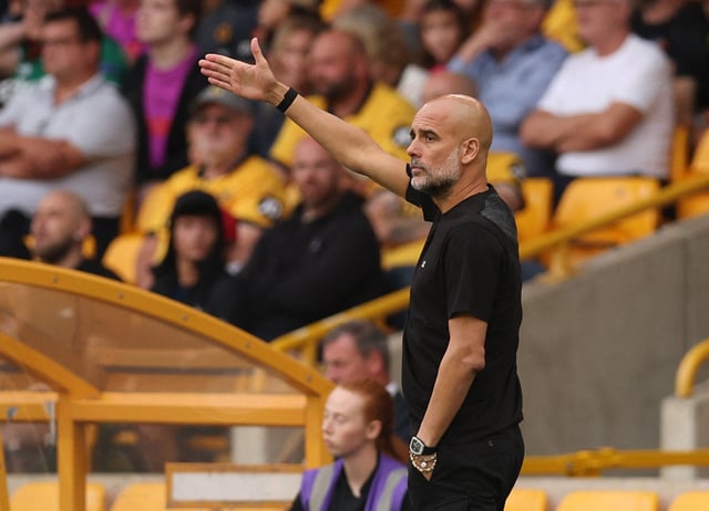 Soccer Football - Premier League - Wolverhampton Wanderers v Manchester City - Molineux Stadium, Wolverhampton, Britain - August 16, 2025 Manchester City manager Pep Guardiola REUTERS/Chris Radburn
