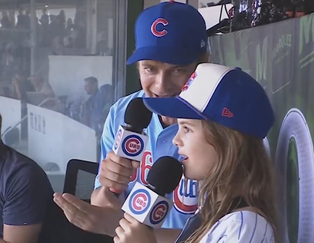 Hayden Christensen and Daughter Briar Rose at Cubs Game.