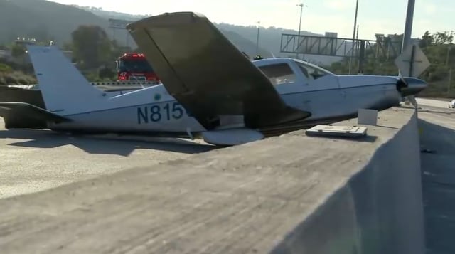 Scene of a small airplane emergency at the SB-805. 