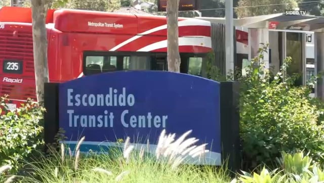 Image taken at the Escondido Transit Center where police investigate a fatal stabbing.