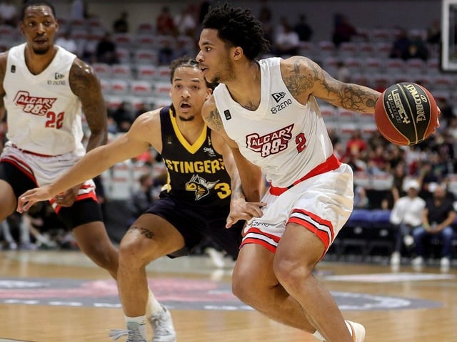 Jameer Nelson Jr. scores a CEBL playoff record 39-points to lift the Calgary Surge to dramatic win in west semis over the Vancouver Bandits on Saturday.  (Photo by David Moll / Special to Postmedia.