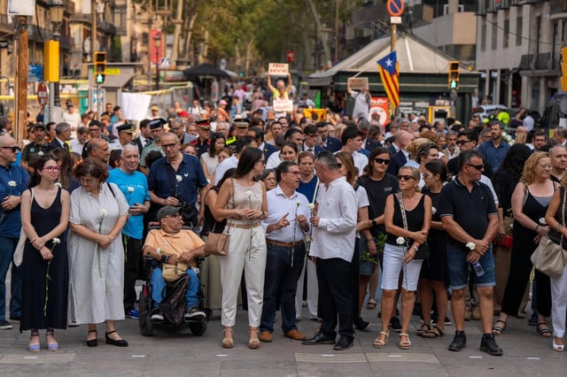 Acto de homenaje a las víctimas del atentado del 17A en la Rambla, ocho años después, en Barcelona.