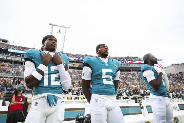 Sunday&#39;s NFL preseason action starts with Travis Hunter (left) and the Jaguars in action against the Saints at 1 p.m. EDT.