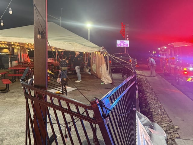 A vehicle crashed into the patio at Ugly Dog Sports Cafe in Adams County on Sunday, Aug. 17, 2025. (Photo provided by the Adams County Sheriff&#39;s Office)