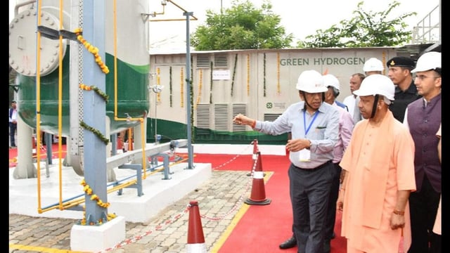 UP CM Yogi Adityanath inaugurated state’s first green hydrogen plant at Khanipur village in Gorakhpur. (Sourced)