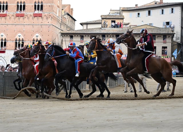 Das Pferderennen „Palio di Siena“ wird seit dem Mittelalter in Siena ausgetragen.