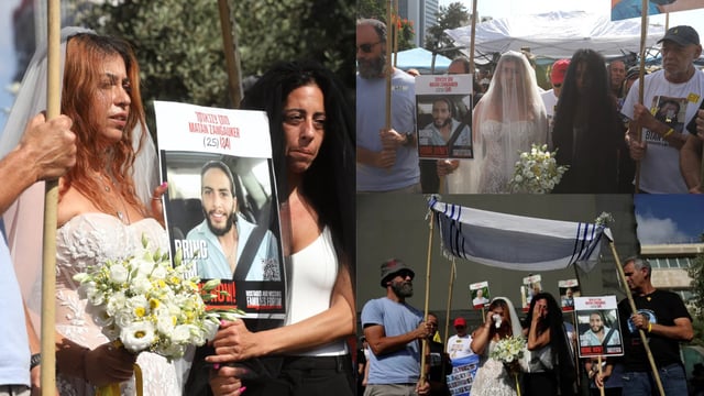 Ex rehén Ilana Gritzewsky celebra boda simbólica en Tel Aviv mientras su pareja sigue cautiva en Gaza. Foto: X de Bring Them Home Now @bringhomenow
