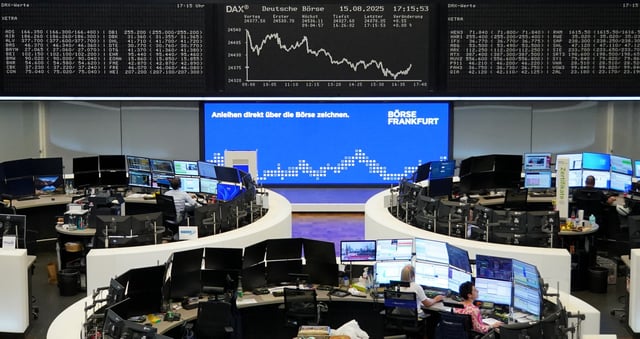 The German share price index DAX graph is pictured at the stock exchange in Frankfurt, Germany, August 15, 2025.   REUTERS/staff/File Photo
