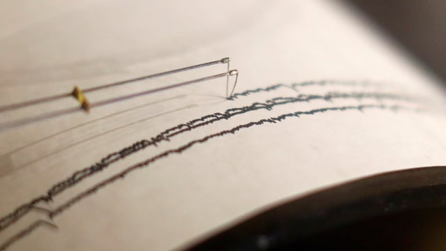 A working seismograph is shown in a display about earthquakes during an emergency drill. An earthquake was reported 402 kms from Arunachal Pradesh on Friday evening. 