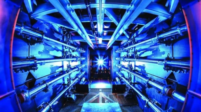 The inside of the preamplifier support structure within DOE's National Ignition Facility at the Lawrence Livermore National Laboratory.