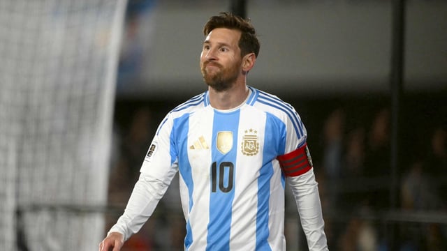 Lionel Messi reacts during a match.