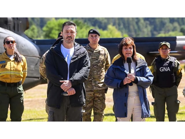 El ministro de Defensa, Luis Petri, junto a la titular de la cartera de Seguridad, Patricia Bullrich.