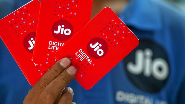 Mobile sim card packets for Jio Platforms Ltd., a unit of Reliance Industries Ltd.