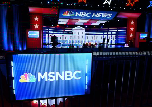 The debate stage is prepared for the upcoming Democratic Presidential Debate hosted by MSNBC and The Washington Post at Tyler Perry Studios in Atlanta, Georgia, on November 19, 2019.