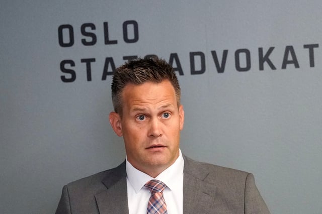 Norwegian State Attorney Sturla Henriksbo reports on the decision on the indictment of Marius Borg Hoiby, son of Norway's Crown Princess Mette-Marit, in Oslo, Norway, August 18, 2025. NTB/Jonas Fæste Laksekjon via REUTERS