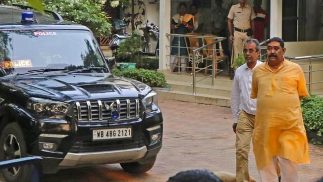 TMC leader Anubrata Mondal appeared before police officers on June 5 in connection with a case related to the alleged use of derogatory and abusive language by him during a telephonic conversation with a police officer, at Bolpur in Birbhum (PTI FILE)