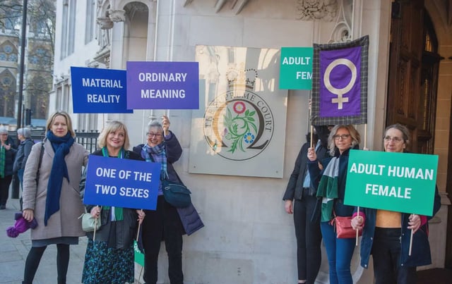 Members of Sex Matters outside the Supreme Court (Krisztian Elek/SOPA Images/LightRocket via Getty Images)