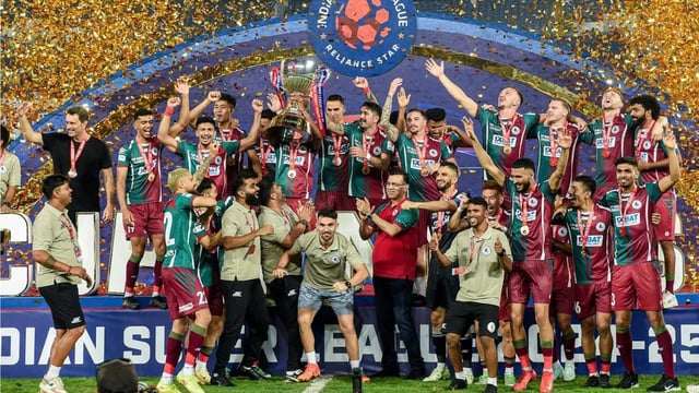 Mohun Bagan Super Giant players celebrate after winning the ISL 2024-25 title | Image: ANI