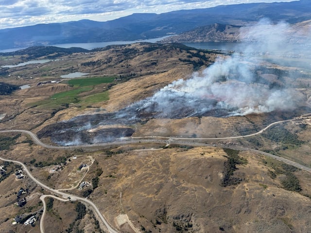 The BC Wildfire Service says the Boltres Creek wildfire, shown here in an undated handout photo, is burning about eight kilometres south of Vernon, B.C., and the fire is classified as "out of control." THE CANADIAN PRESS/Handout — BCWS (Mandatory Credit)