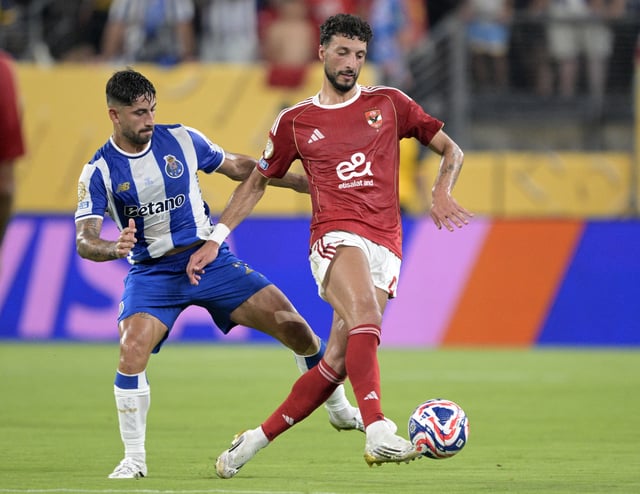 Soccer Football - FIFA Club World Cup - Group A - FC Porto v Al Ahly - MetLife Stadium, East Rutherford, New Jersey, U.S. - June 23, 2025 FC Porto's Alan Varela in action with Al Ahly's Wessam Abou Ali IMAGN IMAGES via Reuters/Mark Smith/File Photo