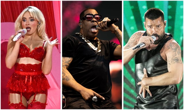 (L to R) Sabrina Carpenter, Busta Rhymes and Ricky Martin are among the artists set to perform at the 2025 MTV VMAs. (Getty)