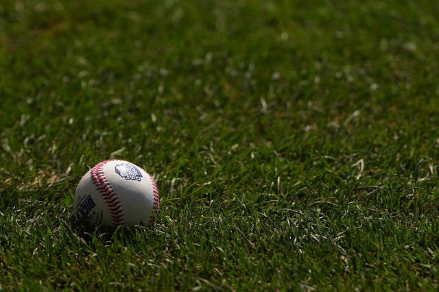 A detail view of a baseball during the Little League World Series Consolation Game between the Latin America Region team from Barquisimeto, Venezuela and the Southwest Region team from Boerne, Texas at Howard J. Lamade Stadium on August 25, 2024 in South Williamsport, Pennsylvania.