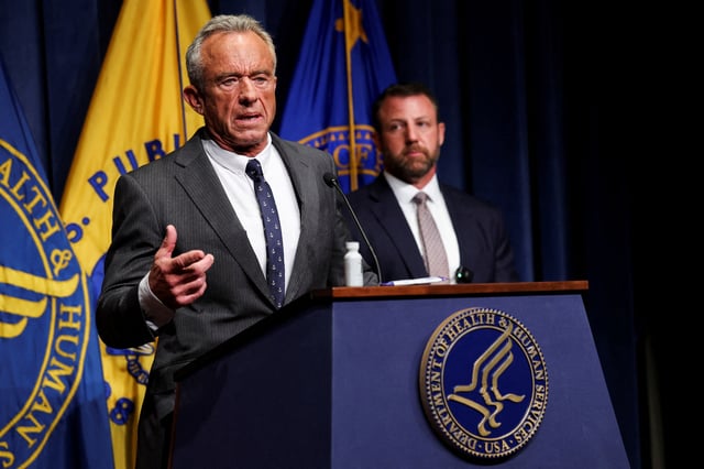 U.S. Health and Human Services (HHS) Secretary Robert F. Kennedy, Jr., speaks during a press conference as new actions on the opioid 7-OH compound are announced, at the Department of Health and Human Services in Washington, D.C., July 29, 2025. REUTERS/Jonathan Ernst/File Photo