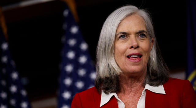 House Democratic Whip Katherine Clark, a Democrat from Massachusetts, speaks during a press conference at the U.S. Capitol on July 23, 2025 in Washington, D.C. (Kevin Dietsch/Getty Images)