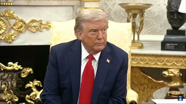 Donald Trump holding a meeting with Zelensky.