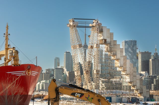 The 300-ton Atlas crane is seen in the Port Lands, in Toronto on Saturday, Feb. 1, 2025. The crane, undergoing refurbishment, is one of the last remaining of its kind on the Great Lakes and a designated heritage structure. 