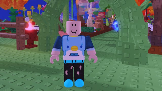 roblox character standing in front of grow a garden garden