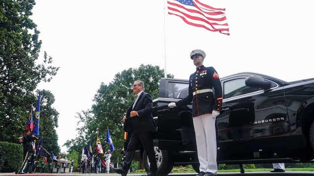 Sir Keir Starmer arrives at the White House for the negotiations. He is expected to resume his family holiday on Tuesday