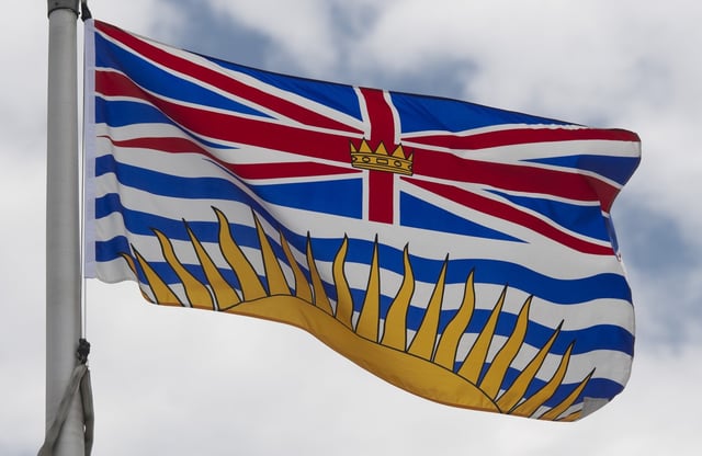 British Columbia's provincial flag flies on a flagpole in Ottawa on Friday July 3, 2020. THE CANADIAN PRESS/Adrian Wyld
