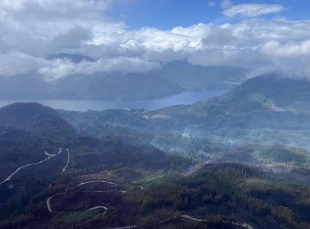 The Mount Underwood wildfire is seen on Aug. 16, 2025.
