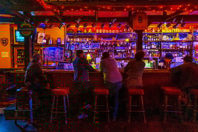 Patrons line up at the Edinburgh Castle bar.
