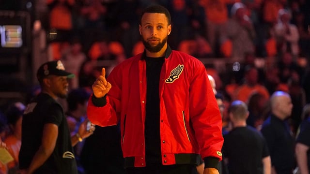 May 12, 2025; San Francisco, California, USA; Golden State Warriors guard Stephen Curry stands on the court before the start of the game against the Minnesota Timberwolves during game four of the second round for the 2025 NBA Playoffs at Chase Center. Mandatory Credit: Cary Edmondson-Imagn Images