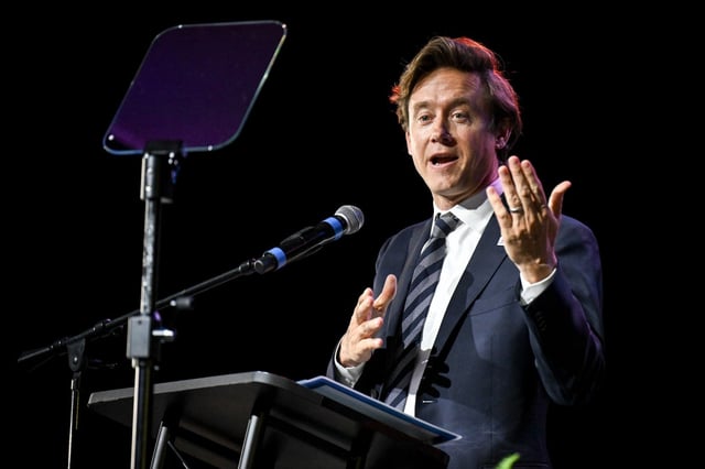 Denver Mayor Mike Johnston speaks during the State of the City address in the Seawell Ballroom at the Denver Center for the Performing Arts on Monday, July 21, 2025. (Photo by AAron Ontiveroz/The Denver Post)