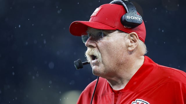 Aug 15, 2025; Seattle, Washington, USA; Kansas City Chiefs head coach Andy Reid stands on the sideline during the fourth quarter against the Seattle Seahawks at Lumen Field. Mandatory Credit: Joe Nicholson-Imagn Images