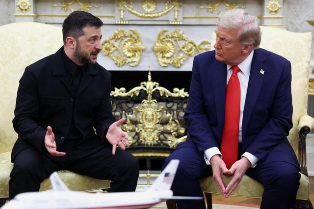 Volodymyr Zelensky et Donald Trump à la Maison-Blanche à Washington, aux États-Unis, lundi 18 août 2025.