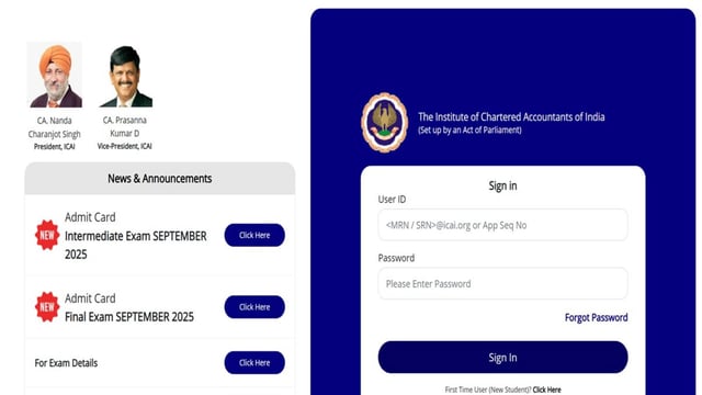 ICAI CA Admit Card 2025 for Final, Inter exams released on icai.org, download link here